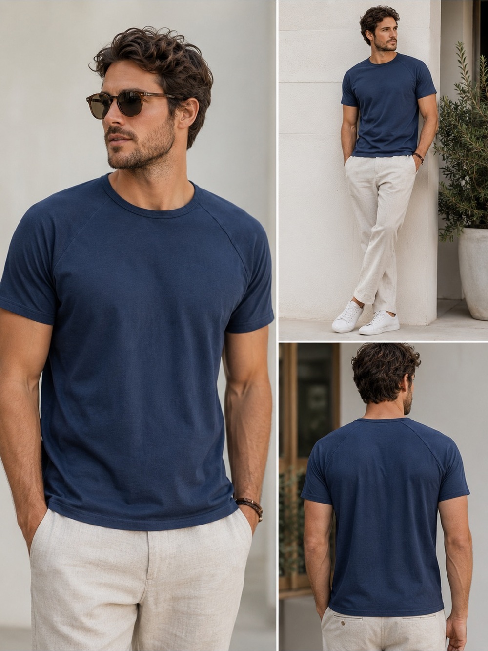 Wear London HOXTON RAGLAN SLEEVE FITTED Cotton Crewneck Tee NWT Minimalist XL - Picture 3 of 9